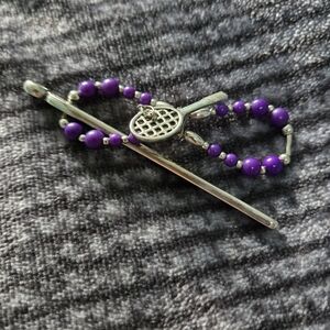 Lilla Rose Small Purple Beaded Tennis Racket Hair Clip Flexi